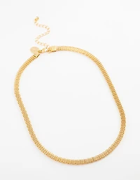 Gold Plated Fine Weave Chain Necklace