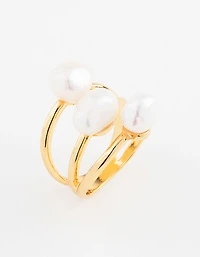 Gold Plated Triple Pear Cluster Ring
