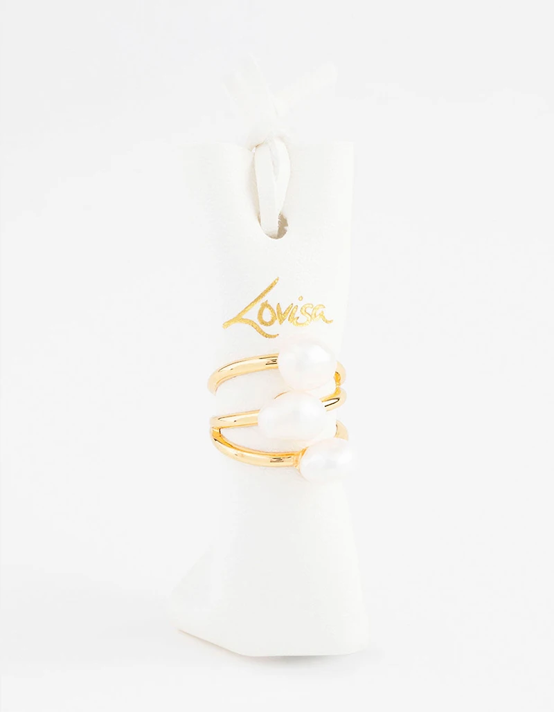 Gold Plated Triple Pear Cluster Ring