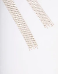 Silver Knotted Cup Chain Drop Earrings