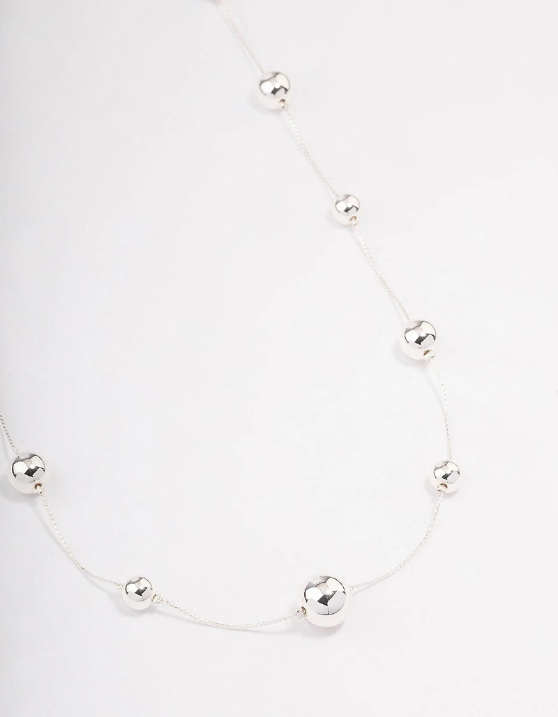 Silver Molten Ball Long Necklace