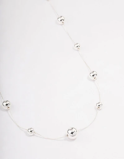 Silver Molten Ball Long Necklace