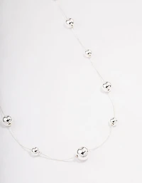 Silver Molten Ball Long Necklace
