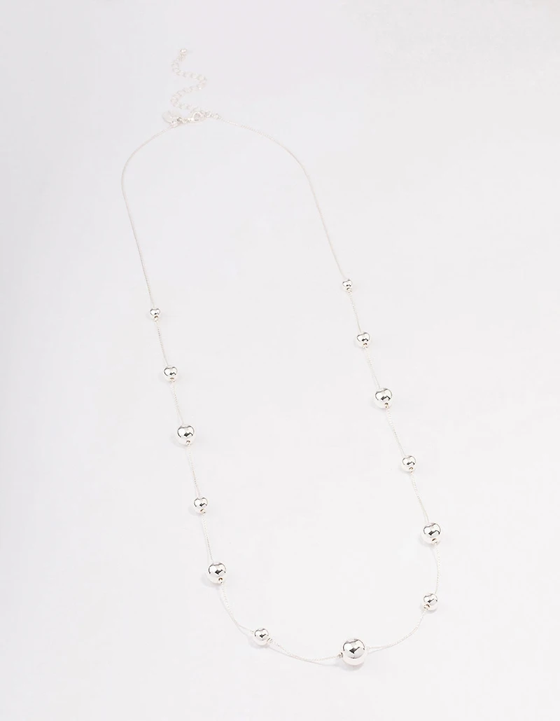 Silver Molten Ball Long Necklace