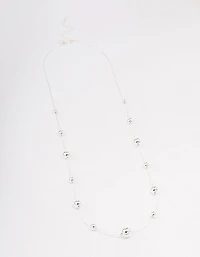 Silver Molten Ball Long Necklace