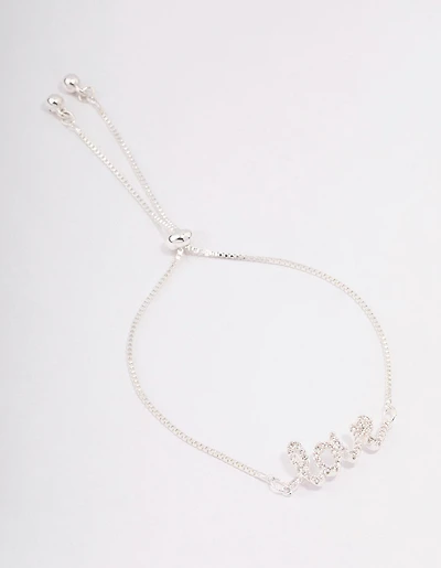 Silver Love Script Toggle Bracelet