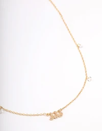 Gold Plated Angel Number Cubic Zirconia Pendant Necklace