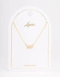Gold Plated Angel Number Cubic Zirconia Pendant Necklace