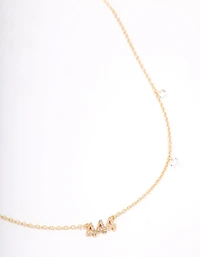 Gold Plated Angel Number Cubic Zirconia Pendant Necklace