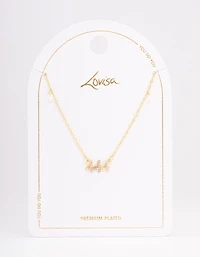 Gold Plated Angel Number Cubic Zirconia Pendant Necklace
