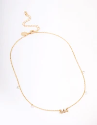 Gold Plated Angel Number Cubic Zirconia Pendant Necklace