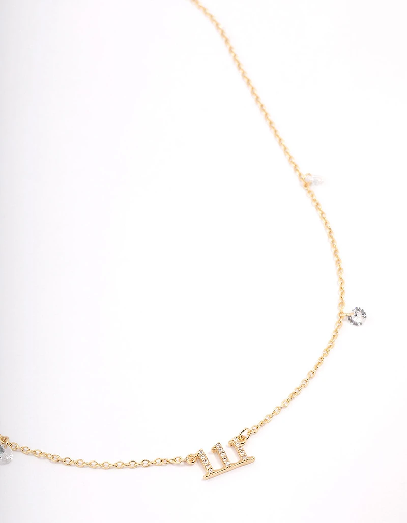 Gold Plated Angel Number Cubic Zirconia Pendant Necklace