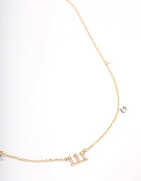 Gold Plated Angel Number Cubic Zirconia Pendant Necklace