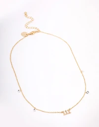 Gold Plated Angel Number Cubic Zirconia Pendant Necklace