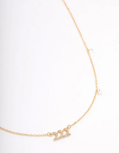 Gold Plated 222 Angel Number Cubic Zirconia Pendant Necklace