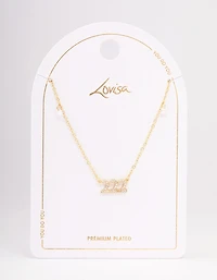 Collier pendentif cubique en zirconie plaqué or 222 numéros d’ange