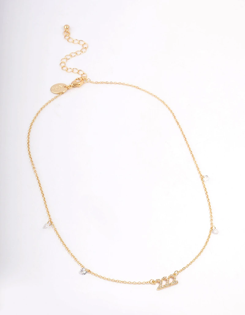 Collier pendentif cubique en zirconie plaqué or 222 numéros d’ange