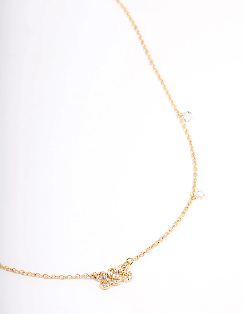 Gold Plated Angel Number Cubic Zirconia Pendant Necklace