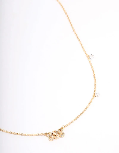 Gold Plated Angel Number Cubic Zirconia Pendant Necklace