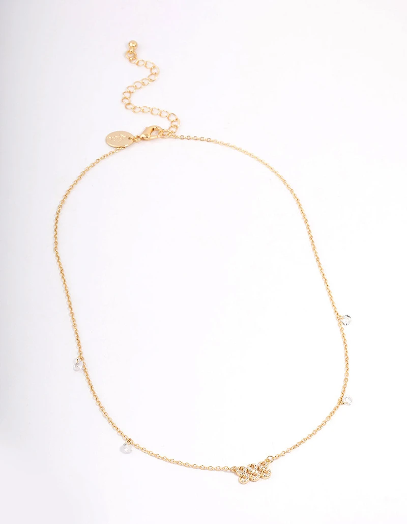 Gold Plated Angel Number Cubic Zirconia Pendant Necklace