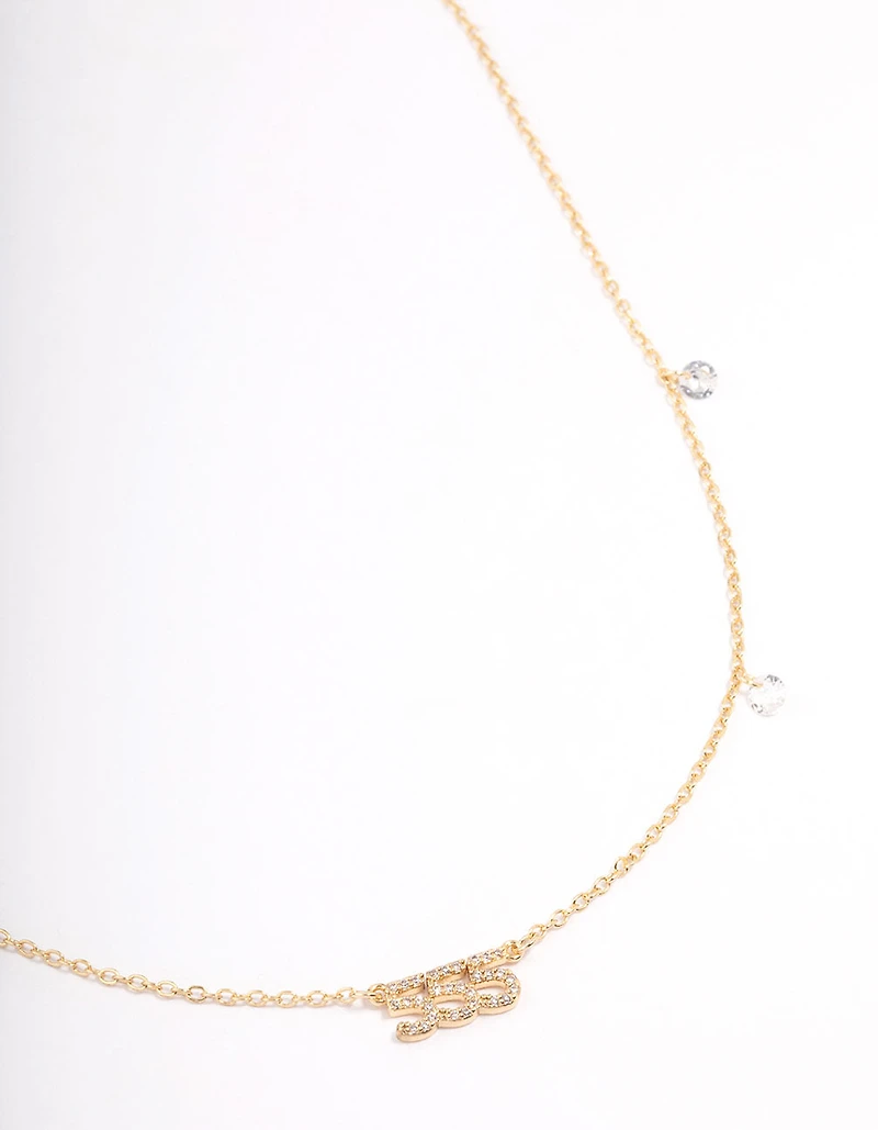 Gold Plated 555 Angel Number Cubic Zirconia Pendant Necklace