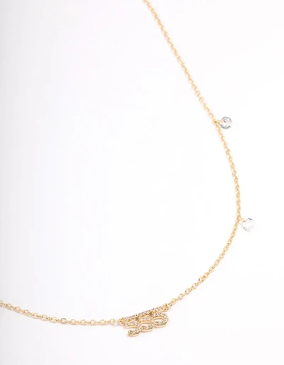 Gold Plated 555 Angel Number Cubic Zirconia Pendant Necklace