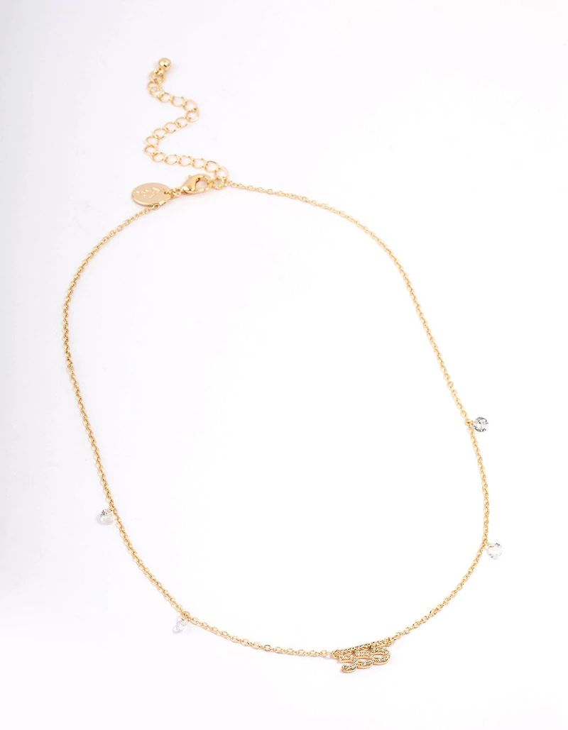 Gold Plated 555 Angel Number Cubic Zirconia Pendant Necklace