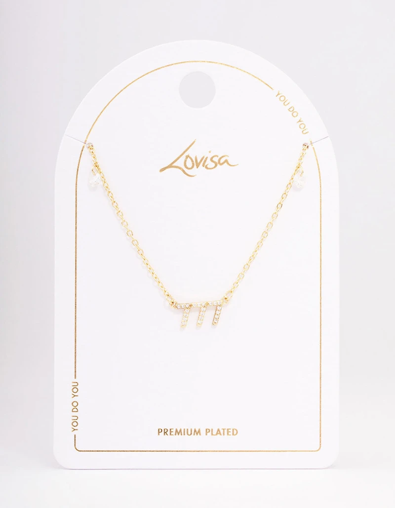 Gold Plated 777 Angel Number Cubic Zirconia Pendant Necklace