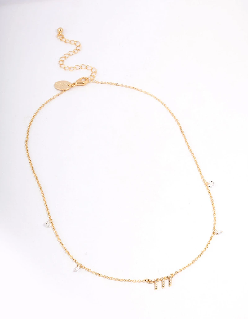 Gold Plated 777 Angel Number Cubic Zirconia Pendant Necklace