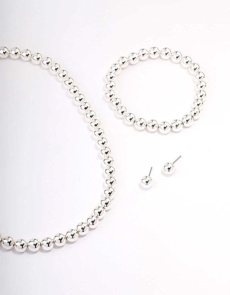 Silver Ball Jewellery Set