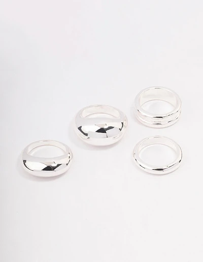 Silver Organic Smooth Ring Pack
