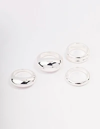 Silver Organic Smooth Ring Pack