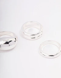 Silver Organic Smooth Ring Pack
