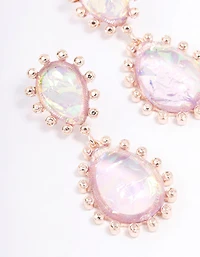 Rose Gold Iridescent Diamante Pear Drop Earrings