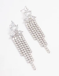 Silver Multi Cubic Zirconia Cup Chain Drop Earrings