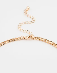 Gold Mixed Stone Detail Earring & Necklace Set