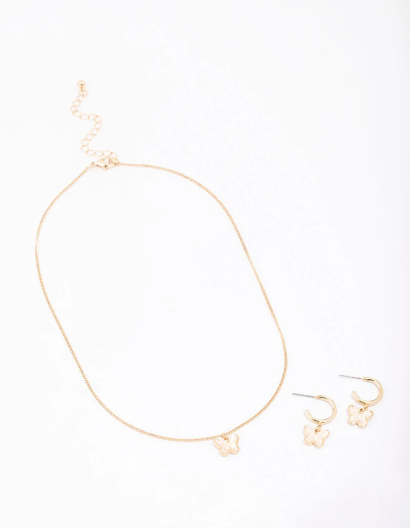 Gold Butterfly Jewellery Set