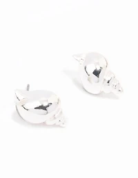 Silver Pointed Shell Stud Earrings