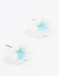 Blue Frangipani Stud Earrings