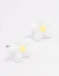 White Daisy Stud Earrings