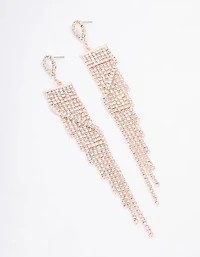 Rose Gold Wrapped Diamante Cup Chain Drop Earrings