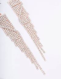 Rose Gold Wrapped Diamante Cup Chain Drop Earrings