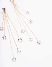 Rose Gold Diamante Drop Thread Through Earrings