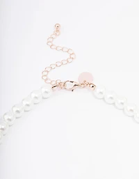 Rose Gold Pearl & Bow Jewellery Set