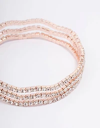 Rose Gold Diamante Wave Cup Chain Wrist Cuff