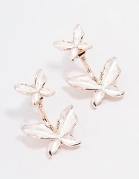 Rose Gold Butterfly Jacket Earrings