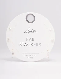 Silver Plated Brass  Baguette Huggie Earring 3-Pack