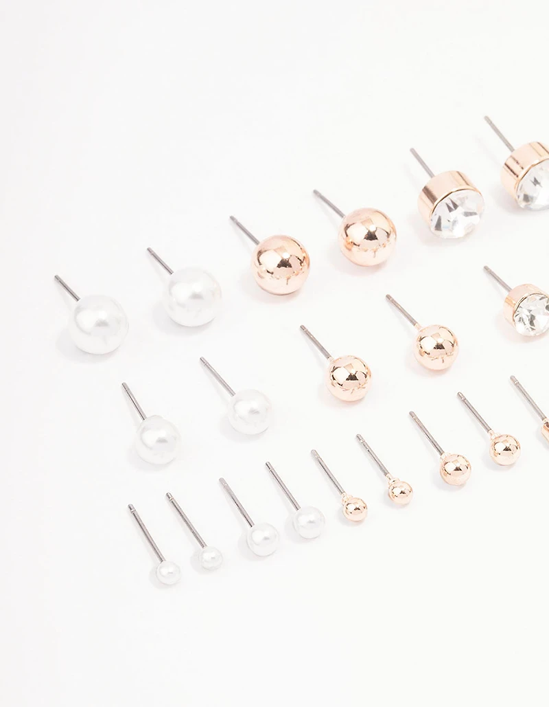 Rose Gold Basic Stud Earring 12-Pack