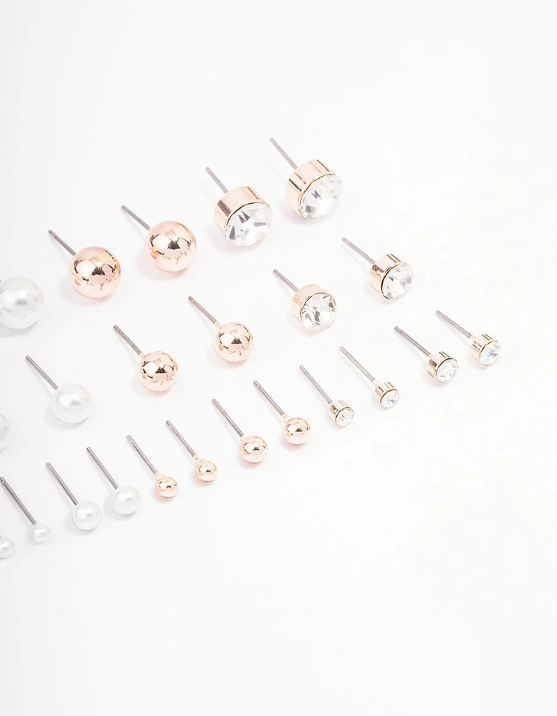 Rose Gold Basic Stud Earring 12-Pack
