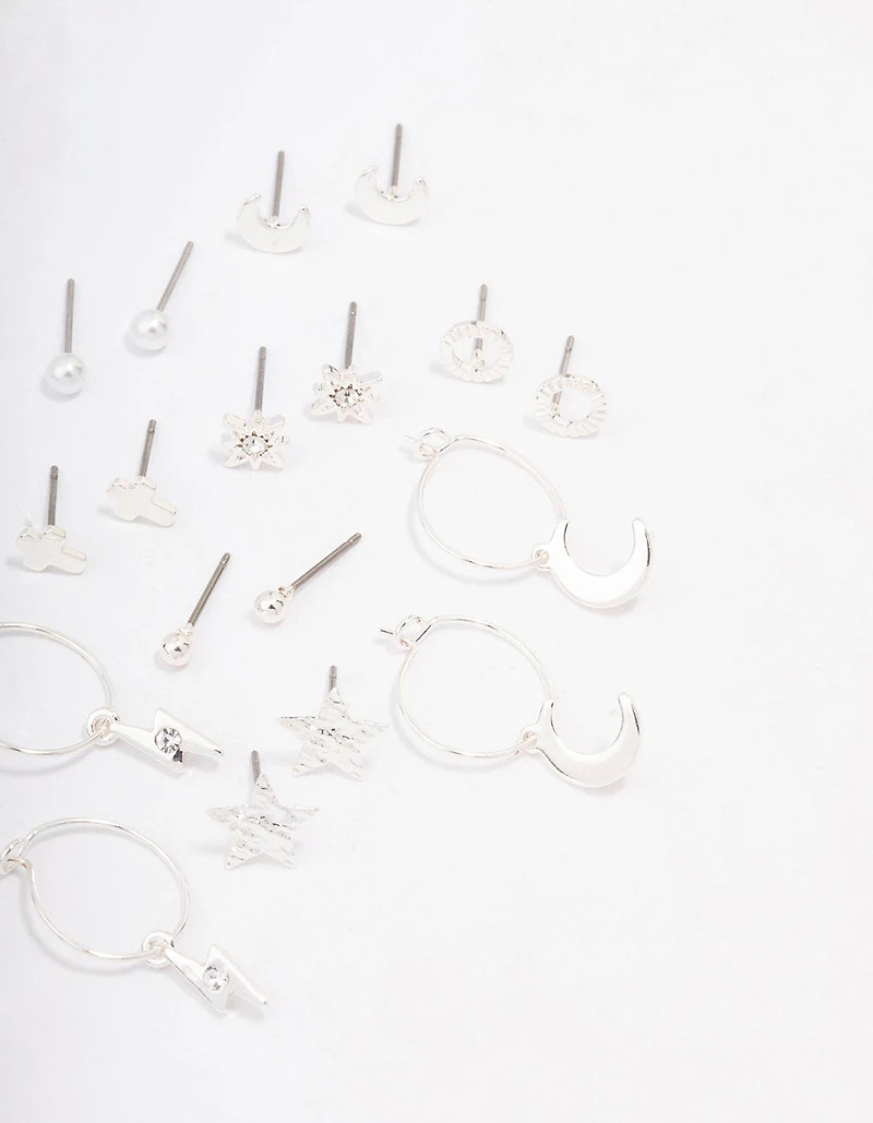 Silver Celestial Cross Earring 12-Pack